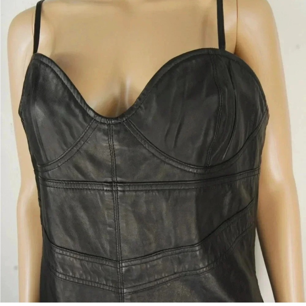 Black Leather Bustier Top mini dress